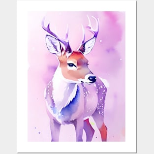 Deer Watercolor Portrait 4 Posters and Art